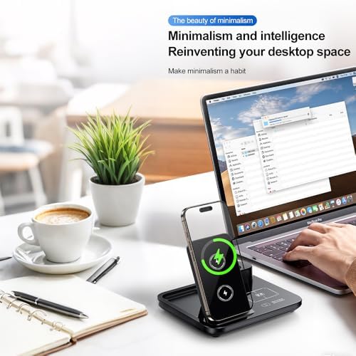 Revolutionary 3-in-1 Wireless Charging Station with Auto-Rising Technology – 15 W Fast Charge for Phones, Smartwatches, and Earbuds – Ultra-Slim Foldable Design for Maximum Portability – Military-Grade Safety Features and Strong Magnetic Hold for Seamless Charging – Perfect Companion for Business Travelers and Tech Enthusiasts
