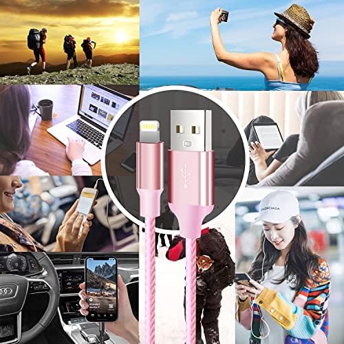 Premium 5-Pack i Phone Charger Set: MFi Certified Nylon Braided Fast Charging Cables (3 FT, 6 FT, 10 FT) for i Phone 14/13/12/11/X/Max/8/7/6/5/SE/i Pad – Unmatched Durability & Versatile Lengths for Every Lifestyle