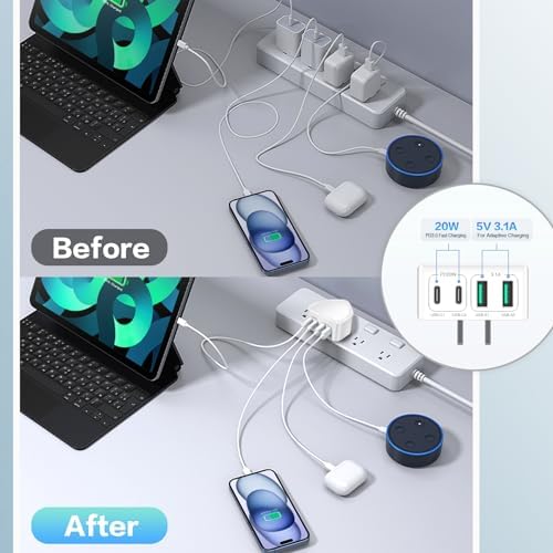 40 W 4-Port USB C Fast Charger Block – Superior Multi-Device Power Delivery Adapter for i Phone 16/15 Plus, Samsung Smartphones & Tablets – Compact Wall Charger for Efficient Rapid Charging & Universal Device Compatibility