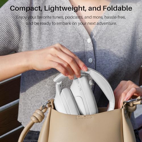 TOZO HT2 Wireless Over-Ear Headphones with Superior Active Noise Cancellation – Immerse in 60-Hour Playtime, Personalized Hi-Res Audio with Custom EQ, and Rich Deep Bass – Luxurious Khaki Design for Home, Office, and Travel Enthusiasts Seeking Unmatched Comfort and Sound Quality