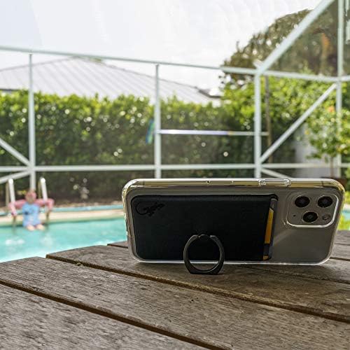 Gecko Universal Phone Ring Wallet – 360° Swivel Grip with Strong Adhesive for Credit Cards and Cash – Enhanced Stability and Comfort for Selfies, Videos, and Everyday Use – Compatible with All Cell Phone Models – Durable, Magnetic Mount Ready – Gray Finish – 90-Day Satisfaction Guarantee