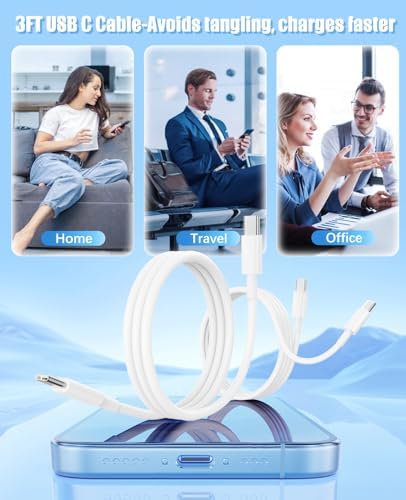 6 Pack MFi Certified 3 FT i Phone Car Charger Cords – High-Speed USB-A to Lightning Charging Cables for i Phone 14/13/12/11 Pro Max/XS/XR/X/8/7 Plus – Durable, Flexible, and Perfect for On-the-Go Charging