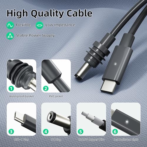 Starlink Mini USB C Cable 10FT with LED Indicator Light, 100W+ PD Source Starlink Mini USBC to DC Power Cable Cord 3m – Enhanced Compatibility and Speed