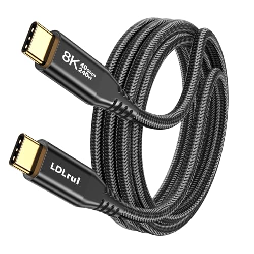 LDLrui USB C Monitor Display Cable 6FT, 8K@60Hz UHD USB C Video Cord, Supports 40 Gbps Data Transfer, 240W PD Fast Charging, for MacBook Pro, Dell, Portable Monitor, iPad Pro – Enhanced Compatibility and Speed