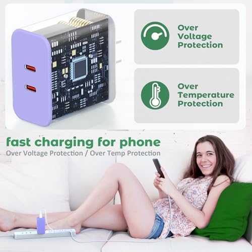 40 W Dual-Port USB-C Fast Charger for i Phone 15/16/14/13/12/11 Pro Max & Samsung – High-Speed Compact Charging Block with Power Delivery & Quick Charge for Home and Travel Efficiency
