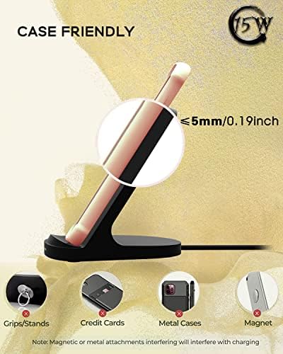 YW YUWISS 15 W Fast Wireless Charger Stand – Ultra-Compatible Charging Solution for i Phone 14/13/12 Series & Samsung Galaxy S22/S21/S20 – Vertical & Horizontal Design for Effortless Device Access, Enhanced Safety Features, Portable & Stylish Tech Accessory