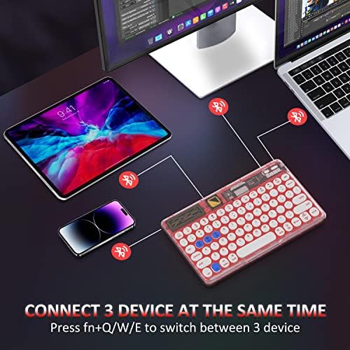 Ultra-Slim Universal Wireless Bluetooth Keyboard for i Pad, i Phone & Tablets – Multi-Device, Backlit Mini Design with 7-Color Options, Rechargeable & Portable for On-the-Go Efficiency