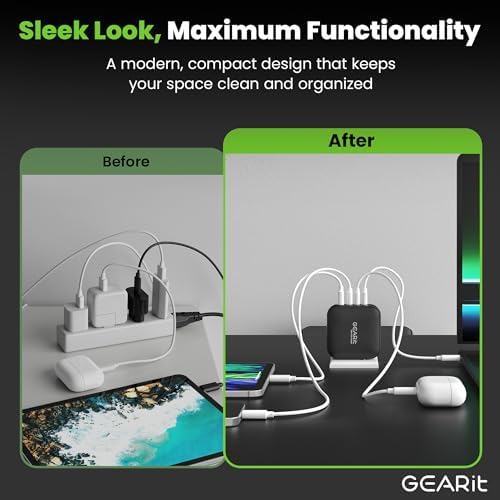 100 W Ga N USB-C Power Adapter – High-Efficiency Multi-Port Charger Hub with 4 PD 3.0 Outputs for Rapid Charging of Laptops, Smartphones, and Tablets – Compact Travel-Friendly Design Ideal for Apple, Samsung, Dell, Mac Book Pro/Air, i Phone, i Pad, and Google Pixel – Ultimate Power Solution for Home and On-the-Go