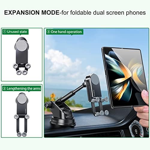 Premium Aluminum Z Fold 4 Car Mount: Dual-Mode Dashboard & Windshield Holder for Samsung Galaxy Z Fold Series and i Phone 16/15 Pro Max – Unmatched Stability & Hands-Free Convenience