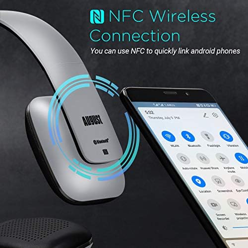 August EP636 Wireless Bluetooth Headphones – Premium On-Ear Design with NFC Technology for Instant Pairing – High-Fidelity Audio Performance for Audiophiles and Professionals – Long-Lasting 10-Hour Battery for Uninterrupted Listening – Built-In Microphone for Effortless Hands-Free Communication – Ideal for Commuters, Fitness Enthusiasts, and Daily Use
