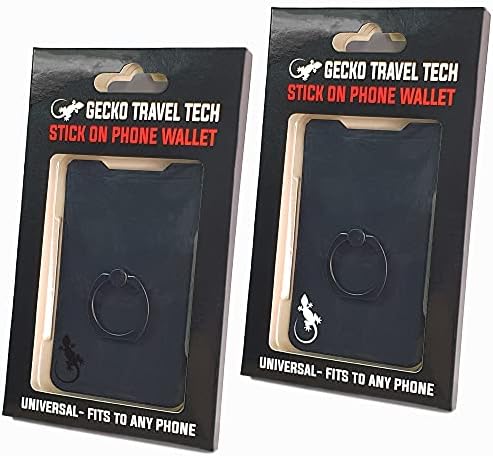 Gecko Universal Phone Ring Wallet – 360° Swivel Grip with Strong Adhesive for Credit Cards and Cash – Enhanced Stability and Comfort for Selfies, Videos, and Everyday Use – Compatible with All Cell Phone Models – Durable, Magnetic Mount Ready – Gray Finish – 90-Day Satisfaction Guarantee