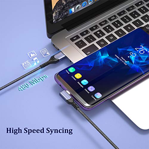 Excgood 6-Pack Right Angle USB Type C Cables – Fast Charging Braided Cord for i Phone 16/15 & Android Devices – 90-Degree Connector for Ultimate Comfort and Efficient Power Delivery – Durable and Tangle-Free Solution for Gaming, Data Transfer, and Everyday Use
