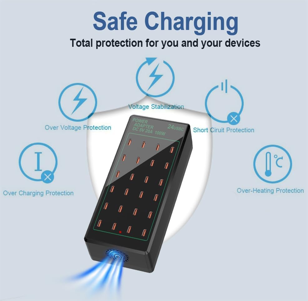 50 W High-Speed USB Charging Station with 12 Type-C Ports – Ultimate Multi-Device Power Hub for i Phone 13/14/15/16, Tablets, Smartwatches, and More – Fast, Efficient, and Safe Charging Solution for Home, Office, and Travel