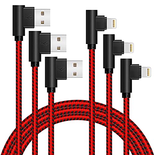 Revolutionize Your Gaming Setup with the 90 Degree 10 FT Heavy Duty i Phone Charger Cable – Ultimate Compatibility for i Phone Xs Max, XS, XR, 7, 7 Plus, X, 8, 8 Plus, 6 S, 6 S Plus, SE – Enhanced Durability & Fast Charging Performance in Black Red Design