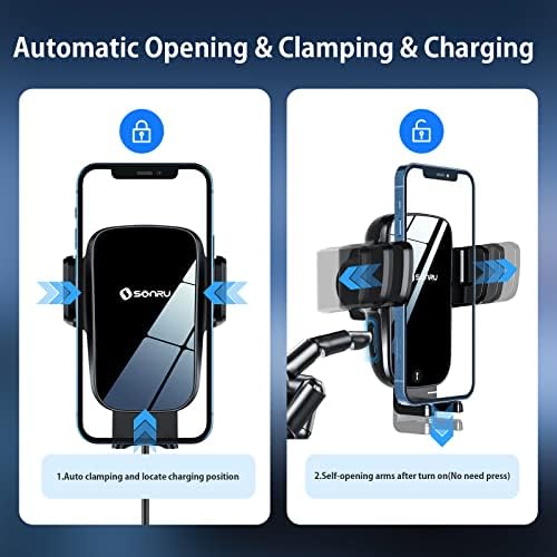 Ultimate Wireless Car Charger Mount – 15 W Fast Auto-Clamping Phone Holder for i Phone 16/15/14/13/12 Pro Max, Samsung Galaxy, LG & More – Versatile Dashboard, Windshield & Air Vent Compatibility with Safety Features for Effortless Charging on the Go