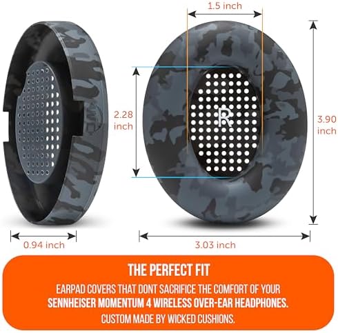 Transform Your Sennheiser Momentum 4 with WC Sweat Z Earpad Covers – Stylish Black Camo Protection for Active Lifestyles – Sweatproof, Washable Silicone Ear Pads for Ultimate Comfort and Enhanced Longevity