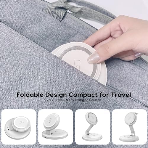 3-in-1 Wireless Magnetic Charging Station for i Phone, Apple Watch, and Air Pods – Fast 15 W Foldable Dock with Strong Magnetic Hold, Compact Design for Travel, Compatible with i Phone 16/15/14/13/12 Series, Apple Watch Ultra/SE/Series 2-10, and Air Pods Pro – Rapid Charge Your Devices to 50% in Just 30 Minutes, Includes 20 W PD Adapter and USB-C Cable – Reliable Safety Features for Peace of Mind