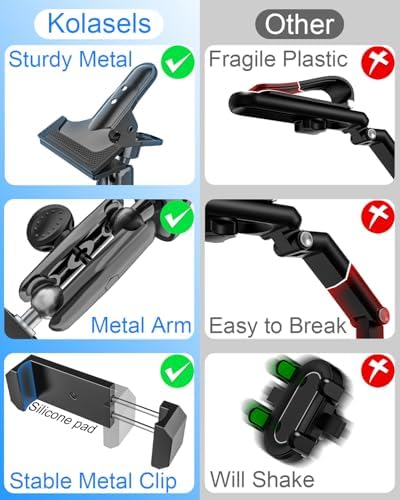 Universal Sun Visor Phone Mount – Metal Adjustable Holder for 4-7” Smartphones, i Phone 14/15/16 Pro Max & Galaxy Series – Hands-Free Convenience for Safe Driving and Easy Access to Navigation & Calls