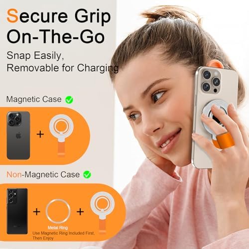 Mag Safe Universal Phone Grip & Kickstand for i Phone 12-16 Pro Max – Versatile Double-Sided Magnetic Holder for Secure Handling & Hands-Free Viewing in Gym, Kitchen & Beyond – Sleek Black Silicone Design for Stylish Convenience and Optimal Performance