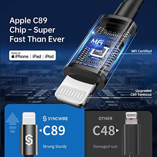 Syncwire 4.8 A Fast Car Charger for Apple Devices – MFi Certified Dual USB Adapter with 8 FT Coiled Lightning Cable for i Phone 14/13/12/11/XR/Max & i Pad – Ultimate Road Trip Charging Solution with Enhanced Safety Features