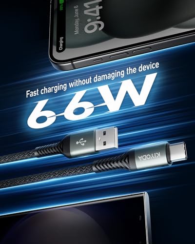 USB C Cable Coiled 6FT 2Pack, Braided USB A to Type C Charger Cable for Car 66W Fast Charging Cord Compatible with iPhone 16 15, iPad, Samsung Galaxy, Google Pixel, Moto, TCL, LG Phones – Enhanced Compatibility and Speed