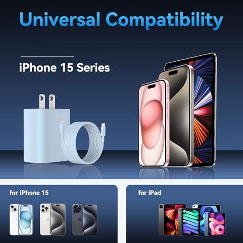 Experience Rapid Power Revitalization with the 20 W USB-C Fast Charger for i Phone 15 Pro Max – Complete with 6.6 FT Robust Cable for Ultimate Flexibility and Compatibility with i Pad Pro – Your Ideal On-the-Go Charging Solution with Enhanced Safety Features and Efficient Energy Delivery.