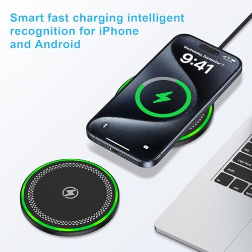 Samsung S25 Fast Wireless Charging Pad – Ultra-Fast Power Station for Galaxy S Series & i Phone 16/15/14 – QC 3.0 Compatible Charger with Smart Overheat Protection – Sleek Desk & Bedside Design for Effortless Charging