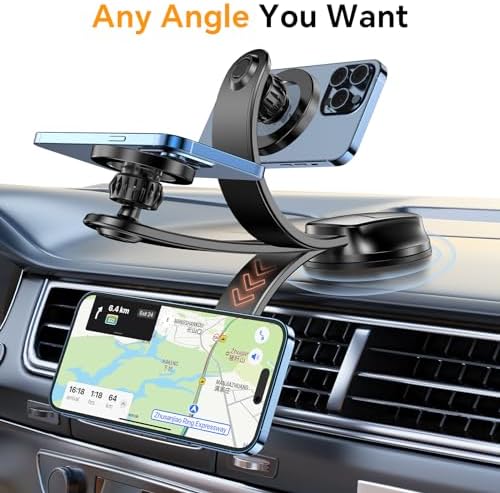 Revolutionary Mag Safe Car Phone Mount with Superior Suction – Adjustable Magnetic Holder for i Phone 16, 15, 14, 13, 12 Pro Max & Plus – Bendable Memory Alloy for Customized Viewing Angles – Ultimate Safety & Navigation Companion – Premium Car Accessory for Unmatched Device Compatibility