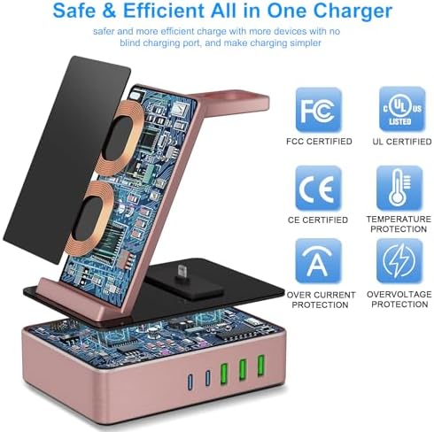 Power Up Your Workspace with the 100 W Aluminum Alloy 8-in-1 Wireless Charging Station – Fast USB-C Dock for i Phone, i Watch & Air Pods Pro – Sleek, Durable Design for Multi-Device Efficiency
