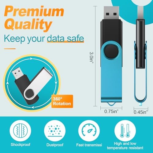 Kepmem 10-Pack 2 GB USB Flash Drives – Versatile Swivel Thumb Drives with Enhanced Compatibility, Ideal for Quick File Transfers and Backups, Assorted Colors for Personalized Style – Perfect Portable Pen Drive Solution for Students and Professionals