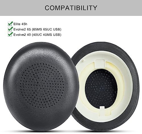 Ultimate Comfort Cooling Gel Ear Pad Replacement for Jabra Elite 45 h & Evolve2 65/40 Wireless Headphones – Premium Memory Foam Cushions for Enhanced Audio Clarity and Long-lasting Wear (Black)