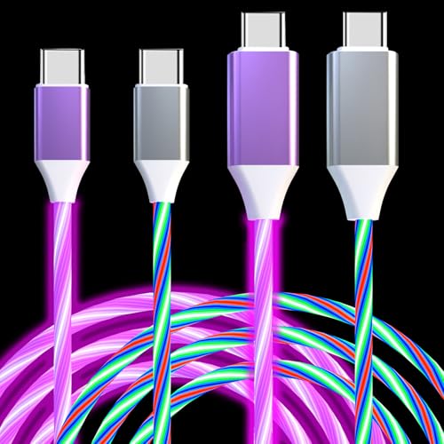 USB C to USB C Cable 3A Light Up C to C Cable LED C to Type C Fast Charging Cord for Samsung Galaxy S23 S22 S21 S20 Ultra, i-Phone 15 16, iPad mini Pro Air(6.6FT,Green) – Enhanced Compatibility and Speed