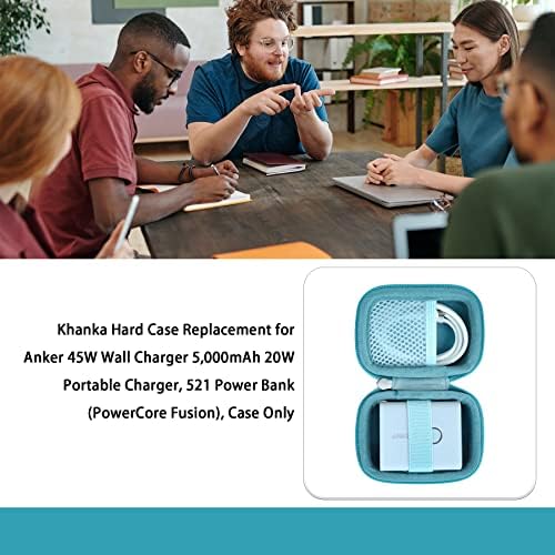 Khanka Protective Hard Case for Anker 45 W Wall Charger & 20 W Portable Charger – Ultimate Travel Companion for Anker 521 Power Bank (Power Core Fusion) – Lightweight Shockproof Design, Modern White Finish, Secure Zipper Closure for Enhanced Portability and Device Safety