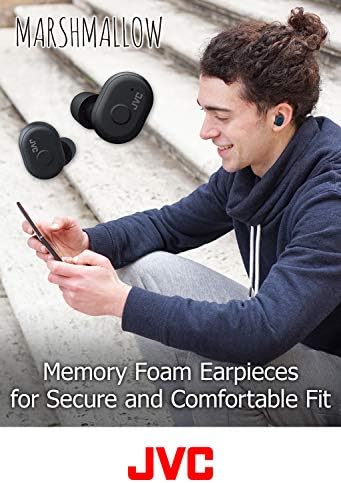 JVC HAA10 TH Wireless Earbuds with Bluetooth 5.0 – Superior Sound Quality, IPX5 Water-Resistant Design, Extended 14-Hour Battery Life with Charging Case, Comfort Fit Memory Foam Tips, Misty Gray – Perfect for Active Lifestyles and Everyday Use