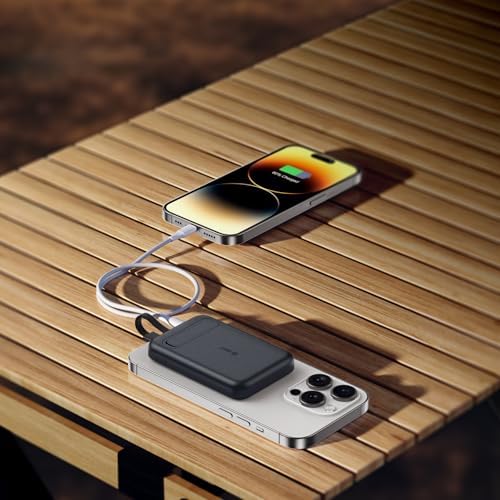 Ultimate Portable Power Bank for Apple Watch & i Phone – 5200 m Ah Magnetic Wireless Charger with Built-in Cable, Slim Travel Battery Pack for Apple Watch Series 9/Ultra2/8/7/6/SE/5 & i Phone Models 14/13/12/11/XR/8/7/6 s – Fast Charging for Active Lifestyles