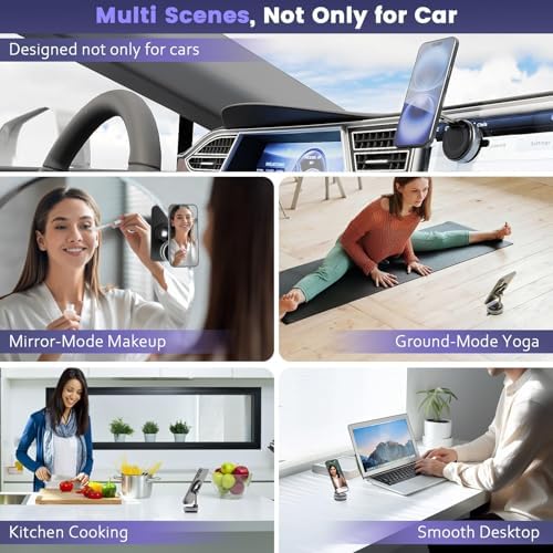 Upgraded Vacuum Magnetic Suction Cup Phone Holder Stand for Magsafe, 360° Adjustable with Swivel Lock, Foldable 89+LBS Strongest Suction, for Your Car/Gym/Kitchen/Mirror – Enhanced Compatibility and Speed