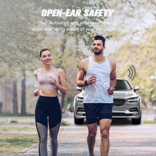 Transform Your Soundscape with Innovative Open Ear Wireless Bone Conduction Earbuds – Sweatproof Bluetooth Headphones for Active Lifestyles – Stay Engaged and Safe in Stylish Black Finish