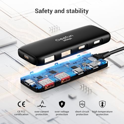 Revolutionize Your Connectivity with the Qeefun 4-Port USB 3.0 Hub – High-Speed 5 Gbps Data Transfer, Individual LED Power Switches, and 2 ft Extension Cable for Ultimate Flexibility – Perfect USB Splitter for Laptops, PCs, i Macs, and More! Enhance Your Workspace Efficiency and Control Multiple Devices Effortlessly!