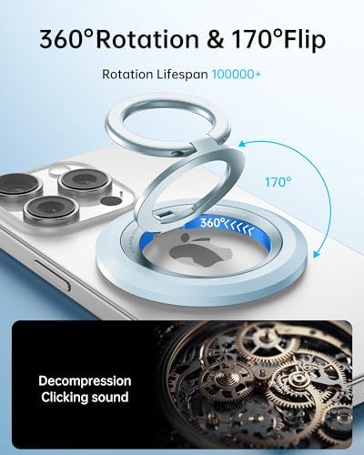 Syncwire Magnetic Phone Ring Holder – Titanium Alloy Kickstand for i Phone 12-16 Pro Max & Compatible Android Devices – Ergonomic Design, Enhanced Mag Safe Stability, Lightweight Grip for Ultimate Hands-Free Convenience