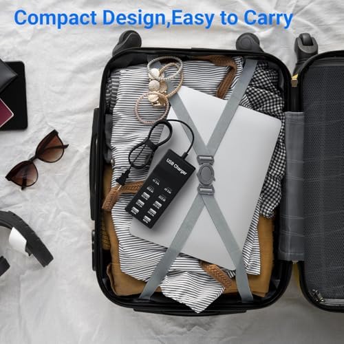 Ultimate 10-Port USB Charging Hub – 50 W Fast Multi-Device Charger Station Compatible with i Phone, Galaxy, i Pad, and More – Smart Power Distribution for Home & Office Use – Sleek, Compact Design for Travel Convenience