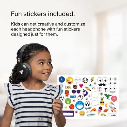 Belkin Sound Form Mini Kids Wireless Bluetooth Headphones – Safe 85 d B Volume Control, 30-Hour Playtime, Built-In Microphone – Lightweight On-Ear Style for i Phone, i Pad, Fire Tablet & More – Ideal for Learning, Entertainment & Safe Listening