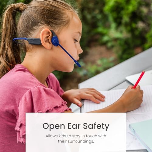 Puro Sound Labs Puro Flex-Kids: Enhanced Bone Conduction Bluetooth 5.3 Headphones for Active Children – Lightweight, Open-Ear Design with Sweat Resistance and Built-in Mic for Safe Listening and Environmental Awareness (Blue)