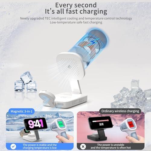Revolutionize Your Charging Routine with the 3-in-1 Magnetic Wireless Charger Station for Apple Devices – Foldable Design, Integrated Night Lamp, and Mag Safe Compatibility for i Phone 16/16 Pro/16 Pro Max/15/14/13/12, Air Pods, and Apple Watch (Sleek Black Finish) – Ultimate Convenience and Enhanced Speed for Modern Users