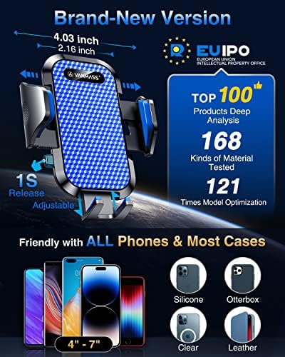 VANMASS Enhanced Car Vent Phone Holder Mount – Universal Smartphone Cradle for i Phone 13 Pro Max, 12, 11, X, XR, XS, 8, 7 Plus, Mini, SE & Android Devices – Secure Handsfree Accessory with Quick Clamp Mechanism and 360-Degree Rotation in Sleek Red Finish for Ultimate Driving Convenience