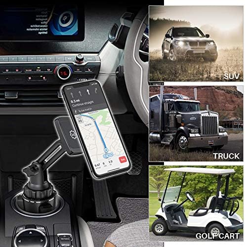 Wix Gear Universal Magnetic Cup Holder Phone Mount – Adjustable Base and Extendable Arm for All Smartphones – Effortless Access and Enhanced Safety While Driving – 360-Degree Rotation for Optimal Viewing and Navigation – Durable, Easy-to-Clean Design for Everyday Use