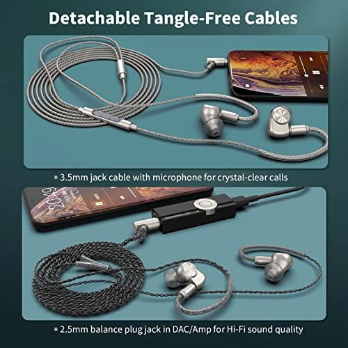 Sound MAGIC E90 C Wired Earbuds with Enhanced Coaxial Dual Driver – Premium Hi-Fi Stereo IEM Headphones for Audiophiles and Musicians – Comfortable Over-Ear Hook Design with Detachable Cable for Ultimate Durability and Compatibility