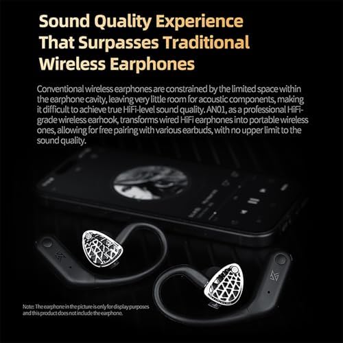 Elevate Your Audio Experience: CCA KZ AN01 Wireless IEM Bluetooth Adapter with Active Noise Cancellation, Bluetooth 5.4 Connectivity, 40-Hour Battery Life & Ergonomic Earhook for Athletes & Music Lovers – Compatible with KZ ZS10 PRO, ZSN Pro X, AS16 PRO X & More