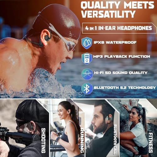 Revolutionize Your Fitness Routine with IPX8 Waterproof Bluetooth 5.4 Earbuds Featuring 32 GB MP3 Player – 18-Hour Playtime for Uninterrupted Motivation During Swimming, Cycling, and Workouts – Superior Sound Quality for Active Lifestyles