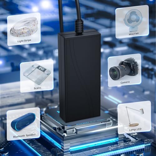 Universal 12 V 5 A Waysse AC DC Power Adapter – Efficient Transformer from 100-240 V to 12 Volt for LED Strip Lights, DVR, NVR, and CCTV Systems – Compact and Versatile Power Supply for Enhanced Device Performance and Compatibility