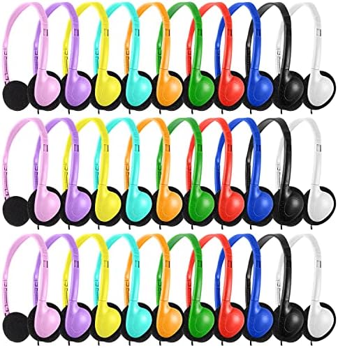 Vibrant 20-Pack Adjustable Classroom Headphones – Premium Wired Earphones for Enhanced Learning Engagement | Ideal for Schools, Libraries & Home Use | Durable, Comfortable Fit in a Colorful Variety for All Ages